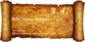 Mátyus Adony névjegykártya